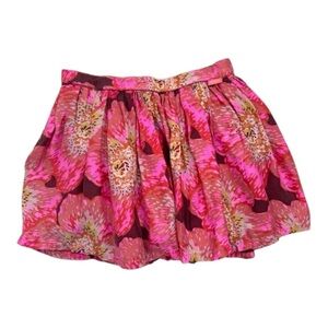Oilily Little Girls Pink Printed Pleated Ruffle Mini Skirt Vibrant Boho Size 6
